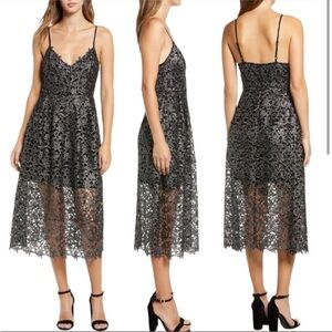 Astr The Label Black Lace Midi Dress Size L
